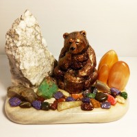 Уральские сувениры из камня "Медведь с бочкой" - Сувенирная продукция