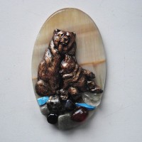 Сувениры из камня "Медведь с медвежонком" - Сувенирная продукция